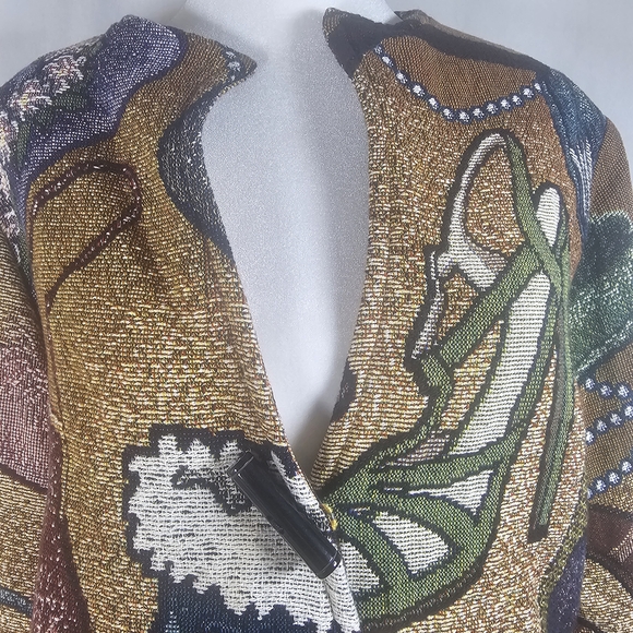 VINTAGE PACO SOLER Beautiful 100% Pre-Shrunk Cotton Jacket, Shoes Patterned - Picture 2 of 9